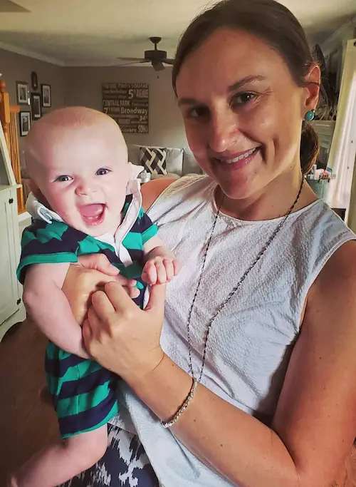 Babysitter playing with child